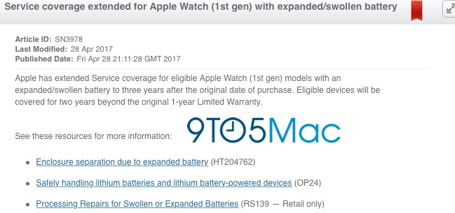 Apple Watch verlengde batterijgarantie