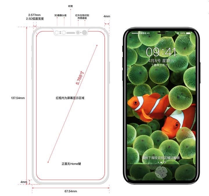 croquis de conception de coque iphone 8