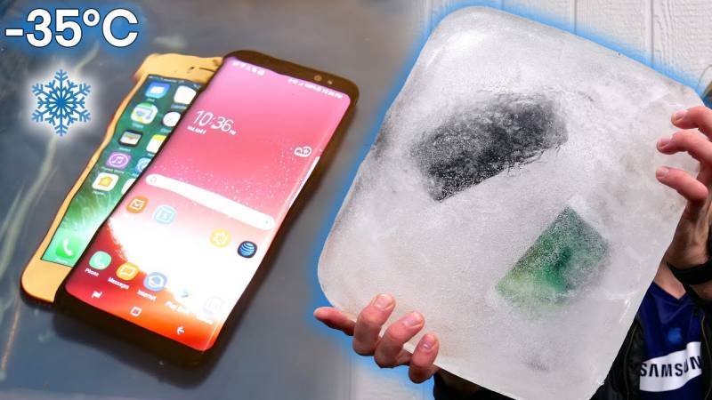 Samsung Galaxy S8 iPhone 7 distrutto dal gelo