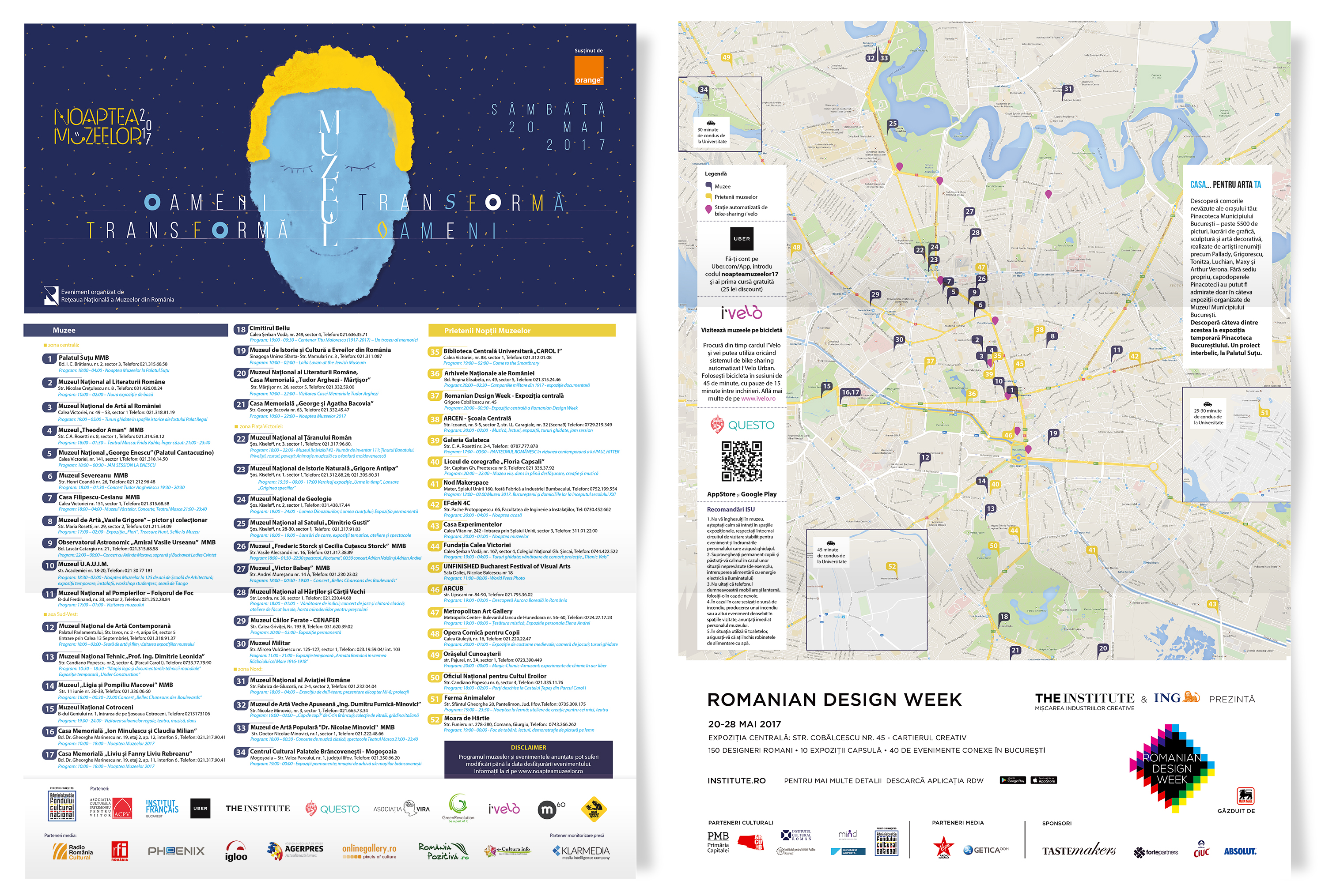 Carte de la Nuit des Musées 2017 des musées de Bucarest