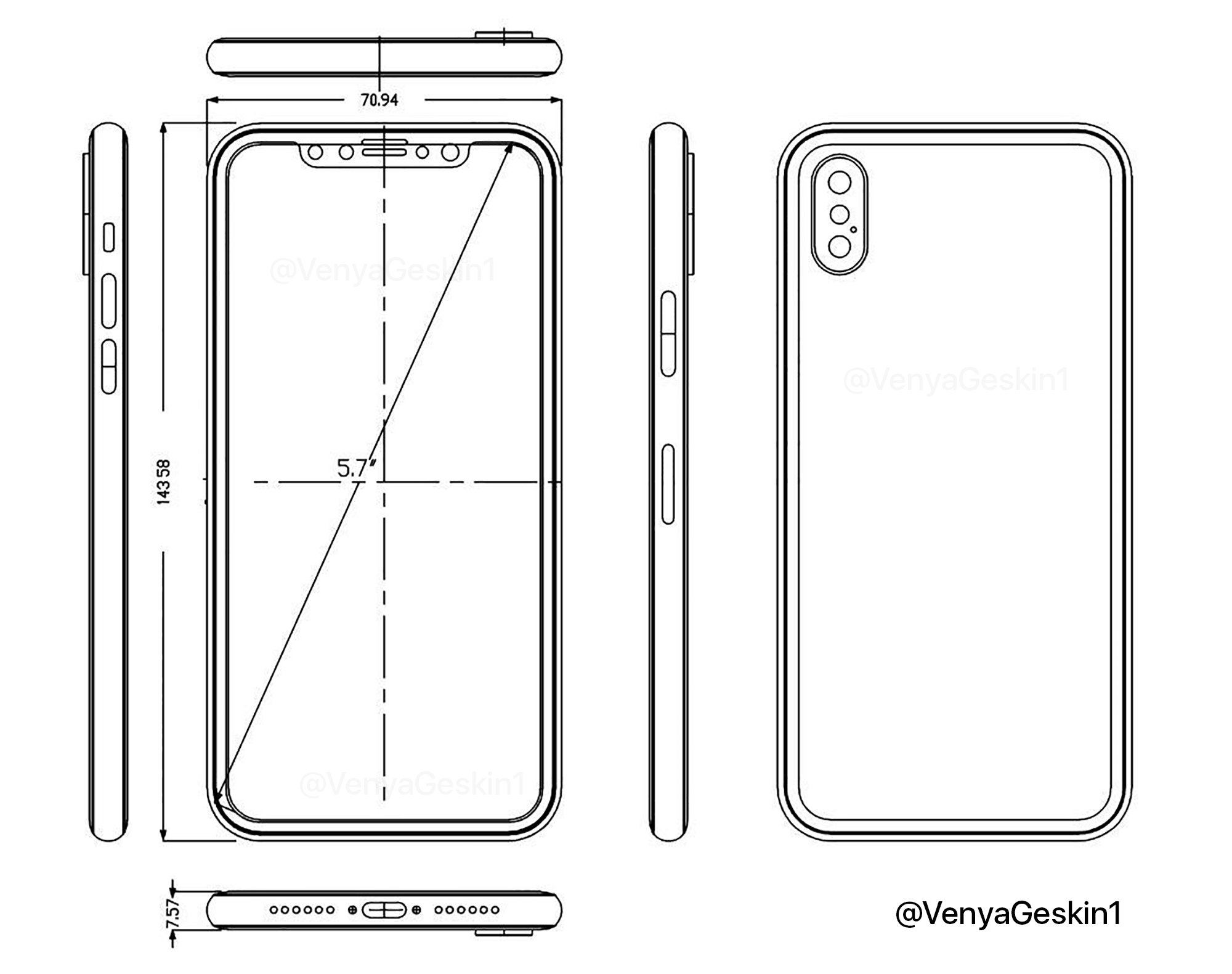 Bon croquis de conception de l'iPhone 8