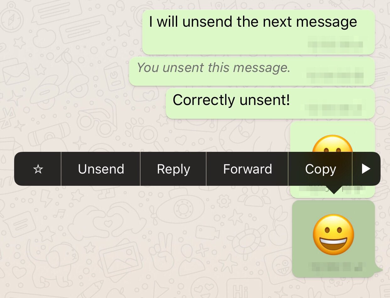 whatsapp iphone unsend messages