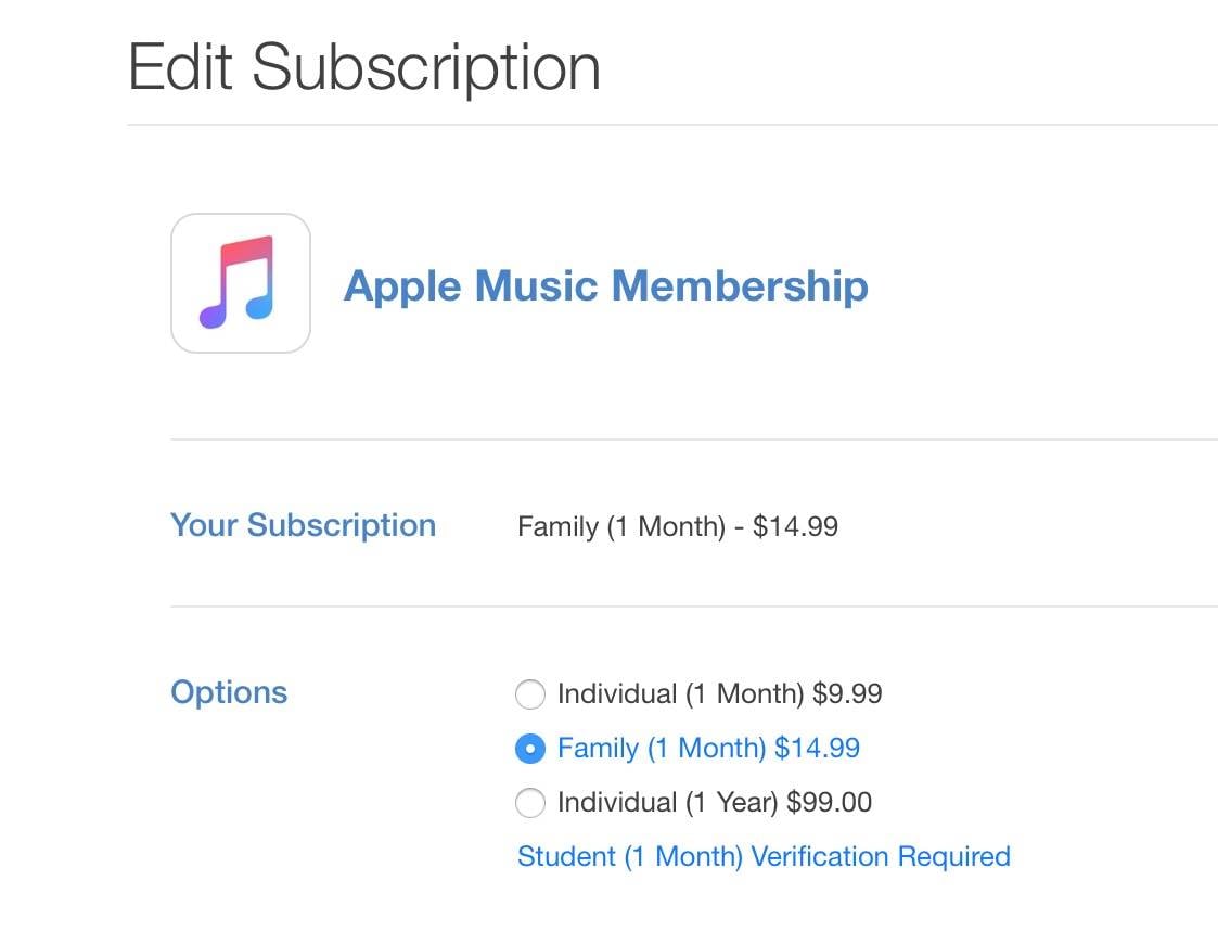 Apple Music annual subscription