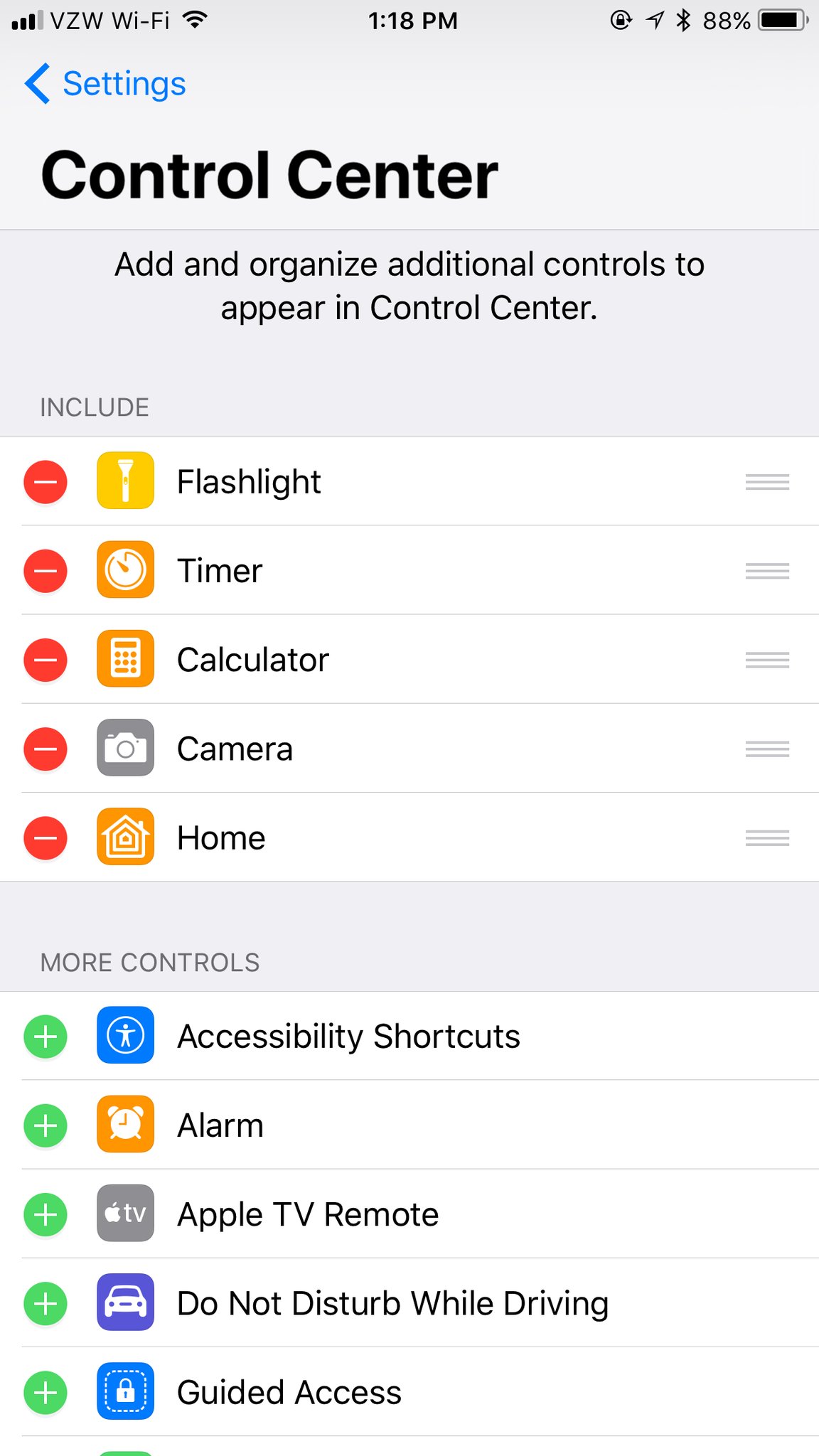 iOS 11 Control Center personalizare