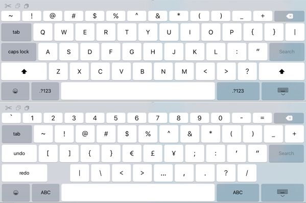 Clavier de ligne iPad iOS 11