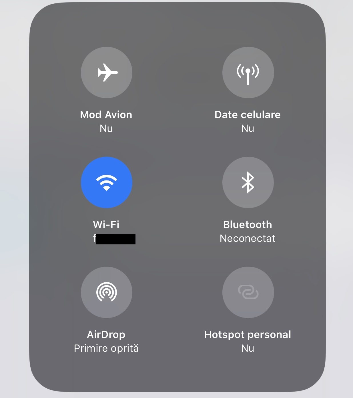 Nombre de red iOS 11 Centro de control Wi-Fi