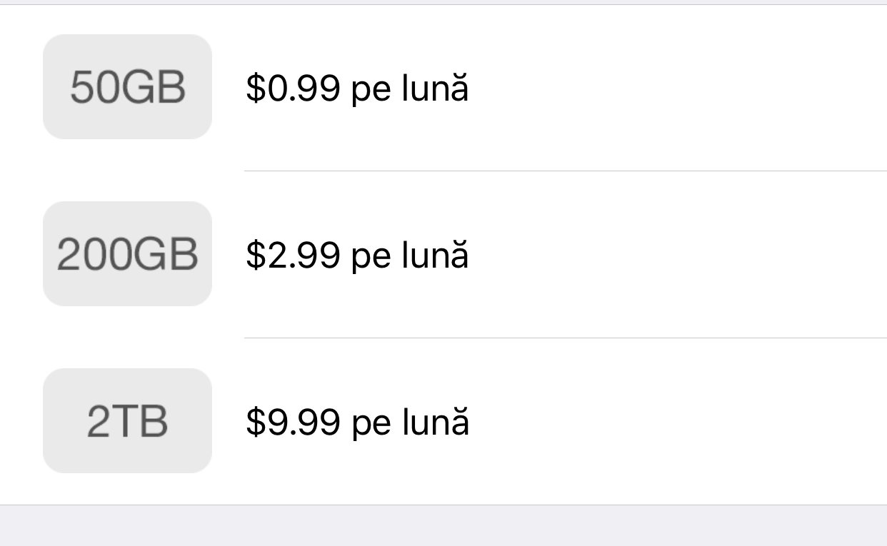 Cena miejsca w iCloud na iOS 11
