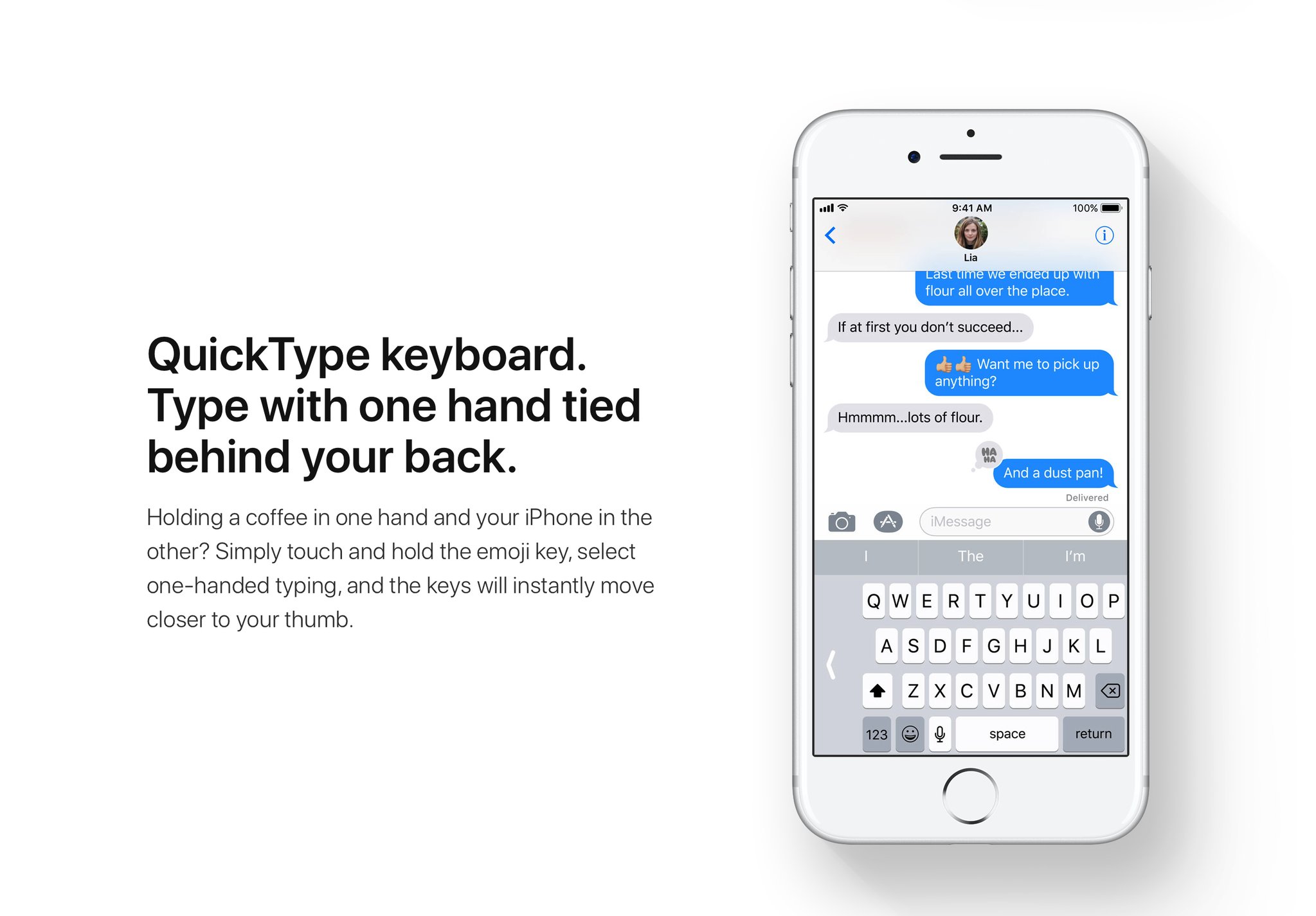 iOS 11 tangentbord för enhandsskrivning