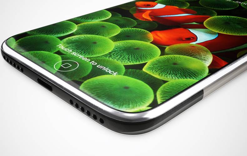 Concetto di smartphone flessibile per iPhone 8