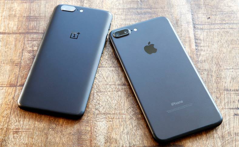 oneplus 5 jämförelse iphone 7 plus kopierad