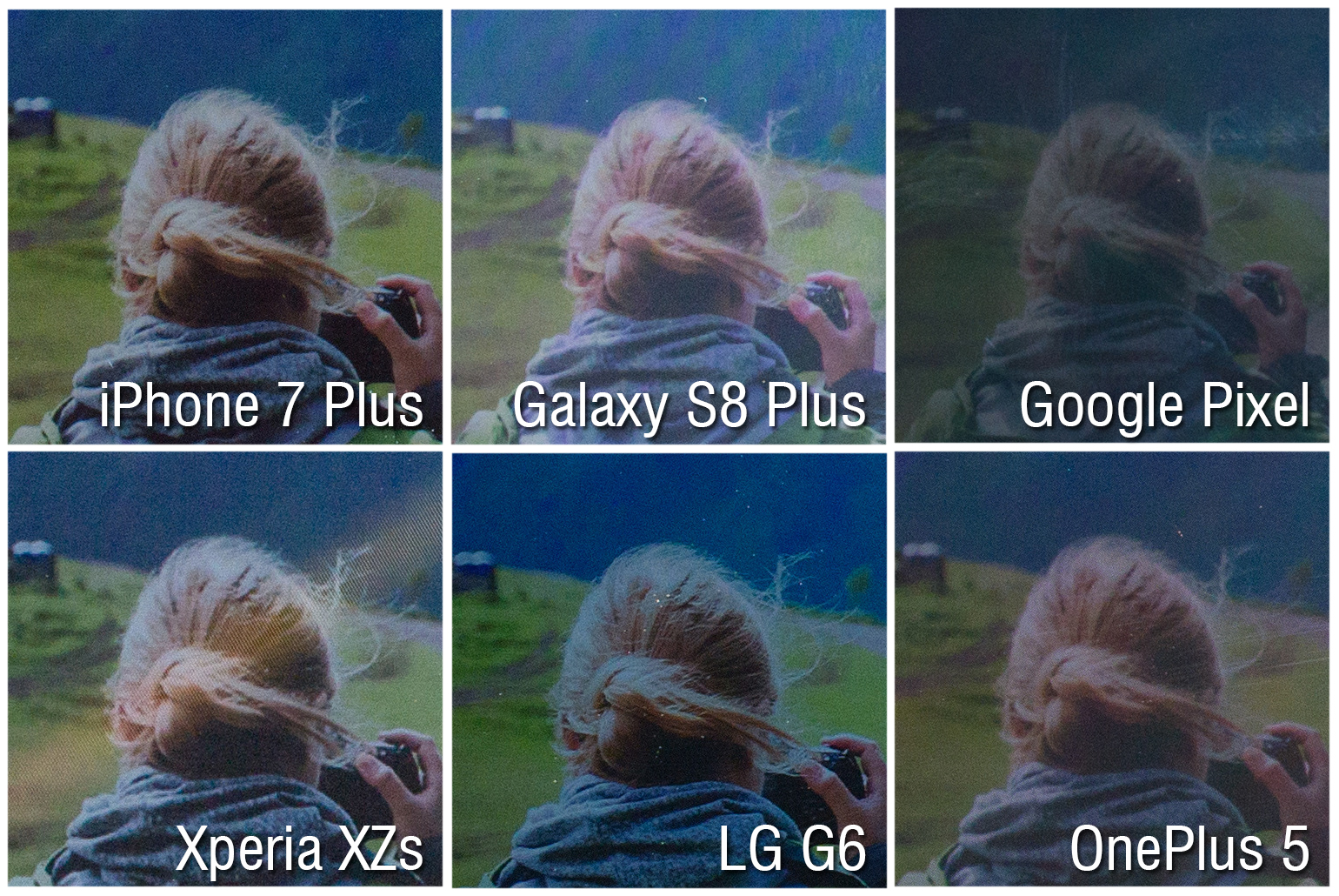 porównanie ekranu iPhone'a 7 Galaxy S8 OnePlus 5