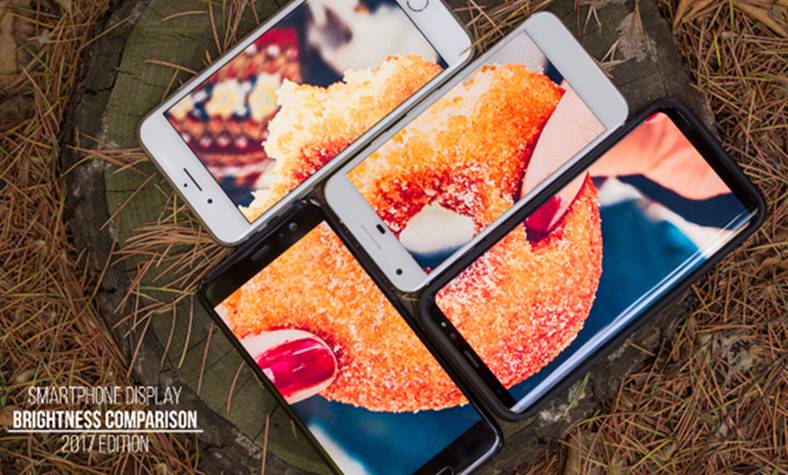 porównanie ekranu Samsung Galaxy S8 iPhone 7 OnePlus 5 światło słoneczne