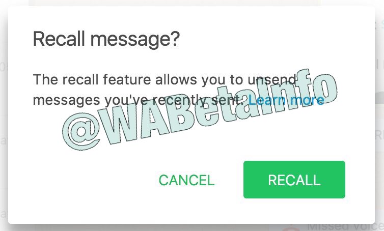 whatsapp functie lume recall