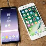 Samsung Galaxy Note 8 sammenligne iPhone 7 Plus