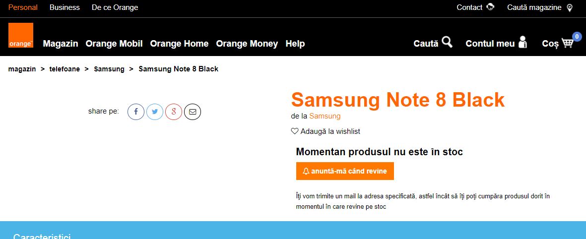 Samsung Note 8 Orange Romania