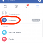 Facebook specialknapp instagram