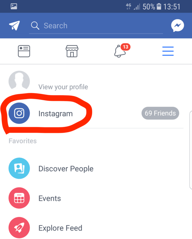 Facebook buton special instagram