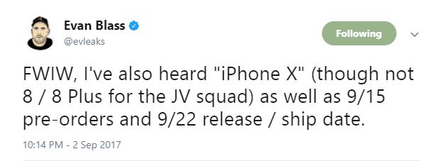iPhone X nennt iPhone 8