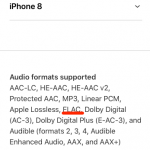 iPhone X iPhone 8 Suport FLAC Integrat