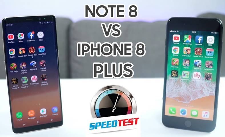 rendimiento del iphone 8 galaxy note 8