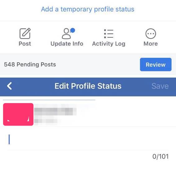 Facebook status temporar 1