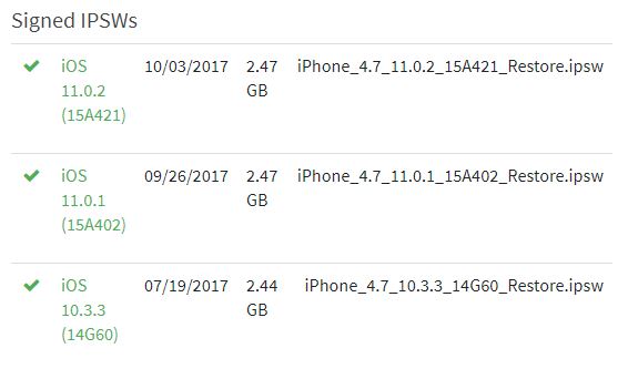 iOS 10.3.3 downgrade iOS 11 iPhone 6S