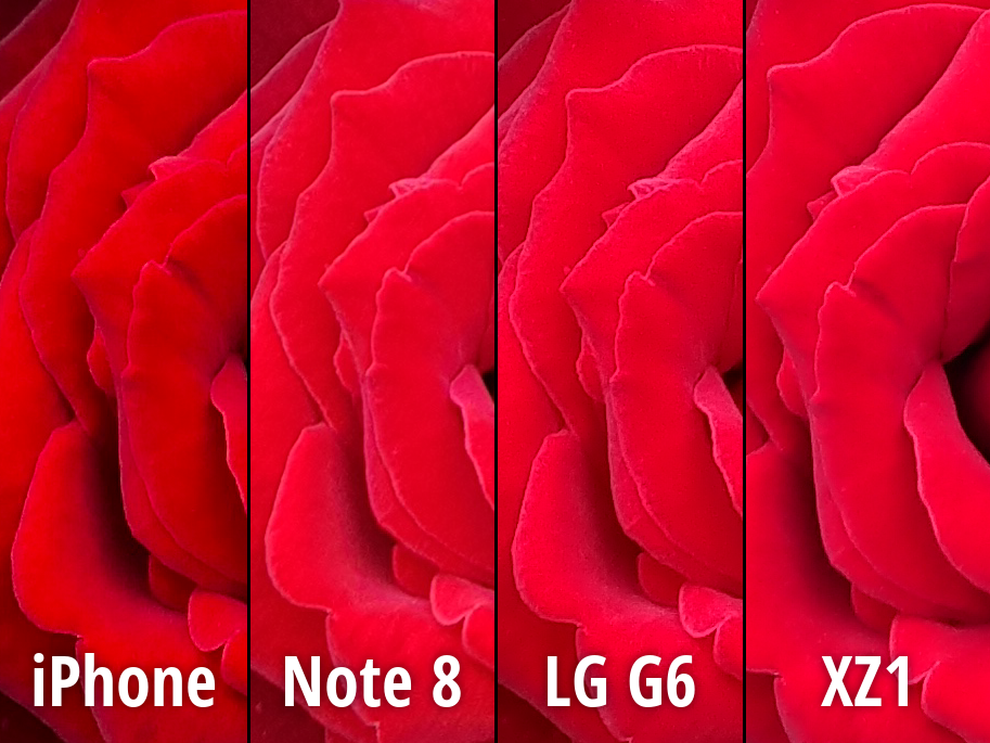 iPhone 8 Plus Note 8 LG G6 Xperia XZ1 camera