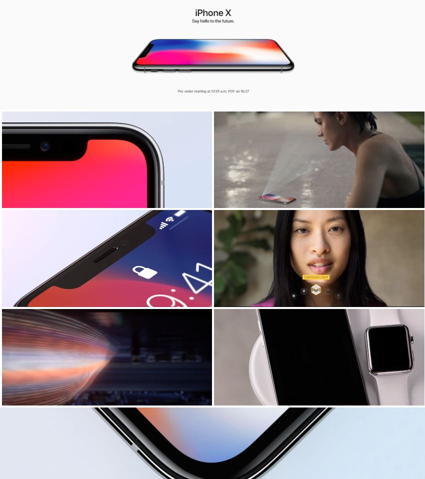 iPhone X Apple website