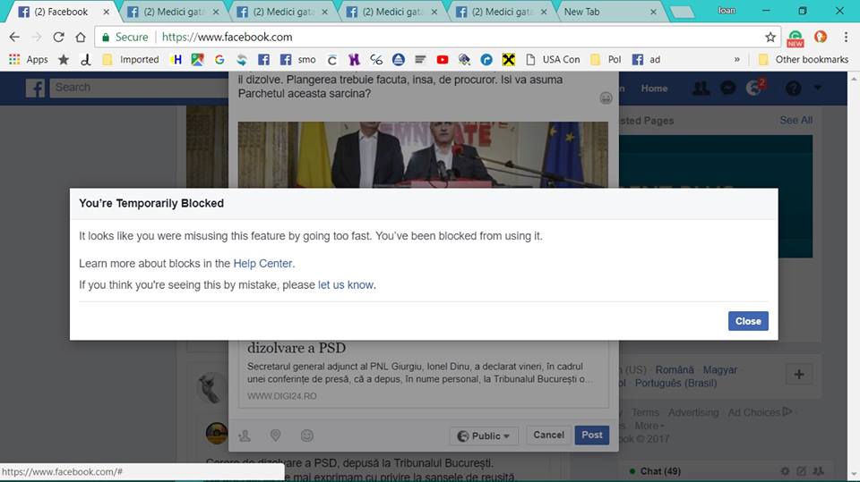 Facebook ha bloccato gli account di protesta del governo 1