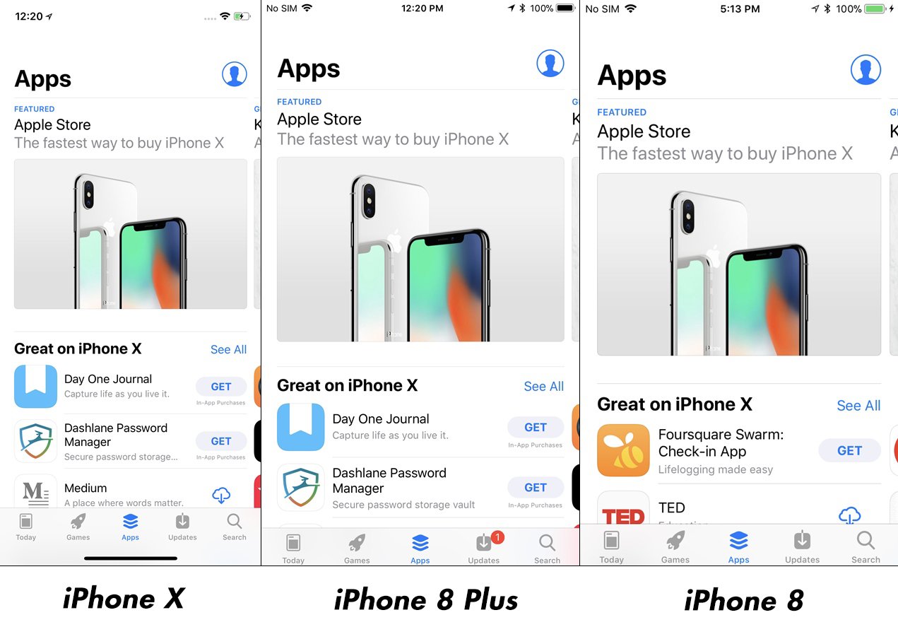 iPhone X vs iPhone 8 Plus Images d'affichage de résolution d'impact 7