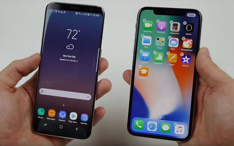 prueba de caída del iphone x galaxy s8