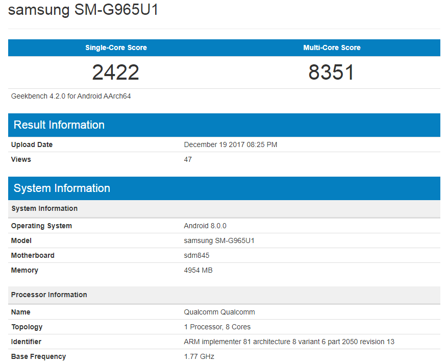 Prestaties van de Samsung Galaxy S9