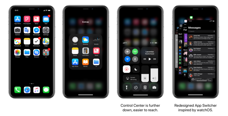 Concept 1 du mode sombre de l'iPhone X