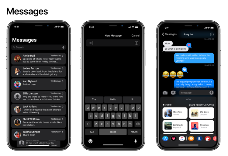 Concept 3 du mode sombre de l'iPhone X