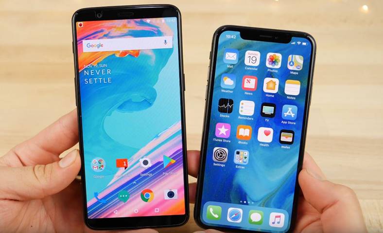 iPhone X oneplus 5t nopea