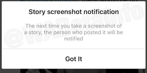 Zrzut ekranu z alertem w Instagram Stories