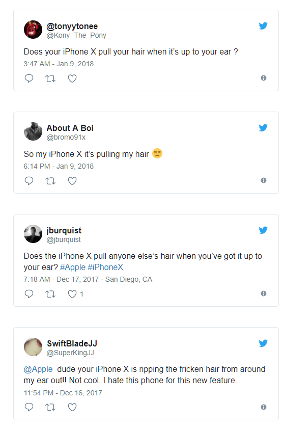 iPhone X pulls out hair