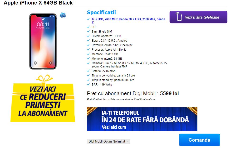 Digi Mobil iPhone X abonnement