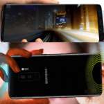 Samsung Galaxy S9 paarse stereo persafbeeldingen
