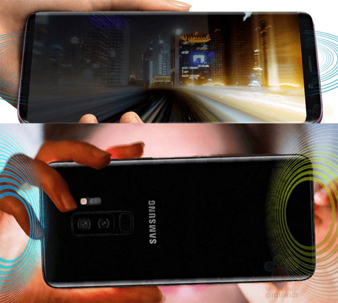 Samsung Galaxy S9 paarse stereo persafbeeldingen