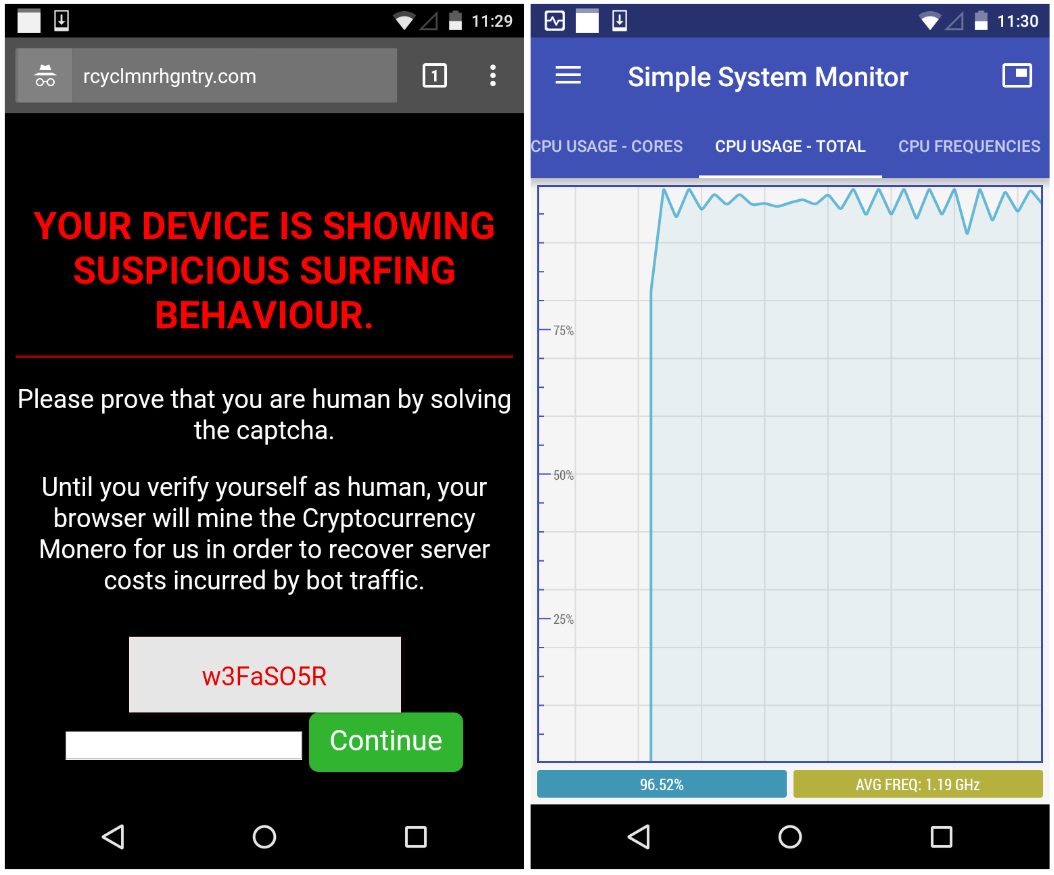 Android-Mining von Bitcoin-Kryptowährungen