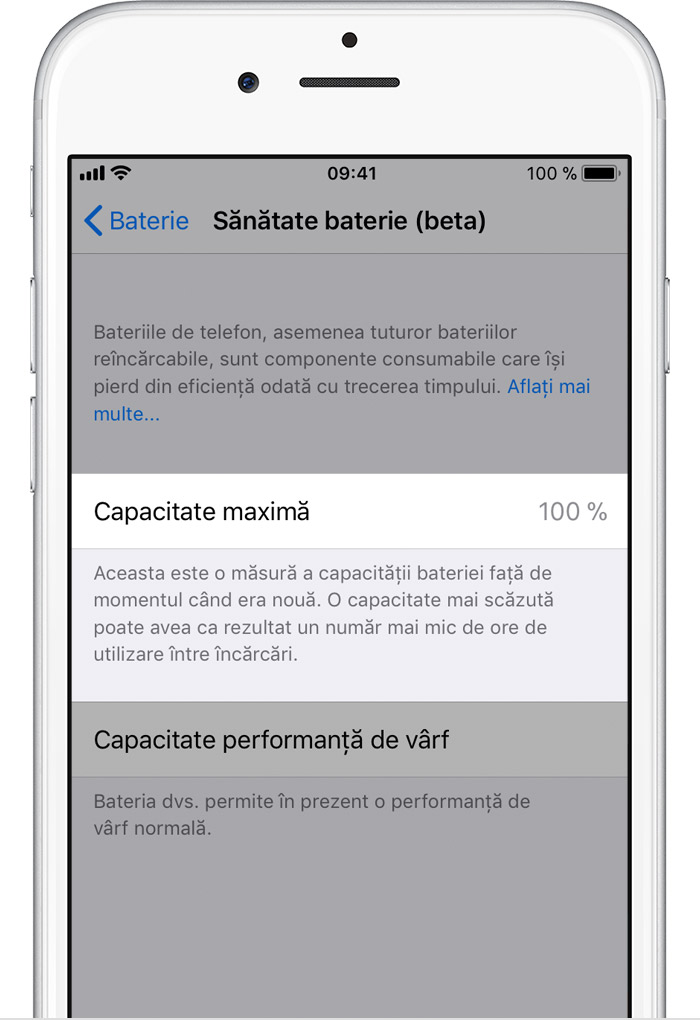 iOS 11.3 baterie capacitate maxima