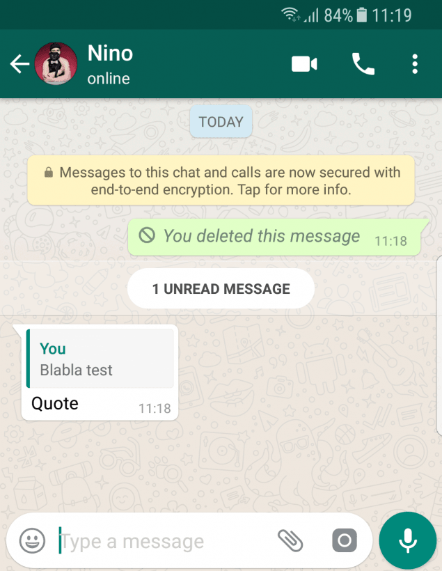 funzione whatsapp elimina messaggi