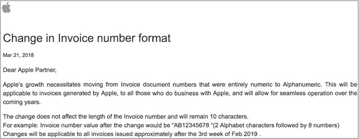 Apple cambia le fatture