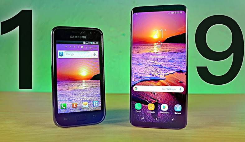 Samsung Galaxy S1 Galaxy S9 8 jaar evolutie iPhone kopiëren