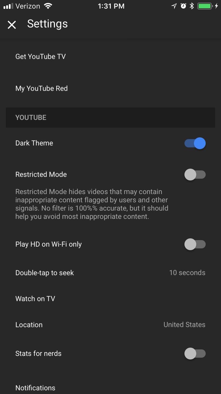 YouTube DARK MODE iPhone Android 2