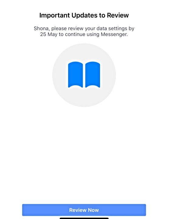 Facebook messenger GDPR message