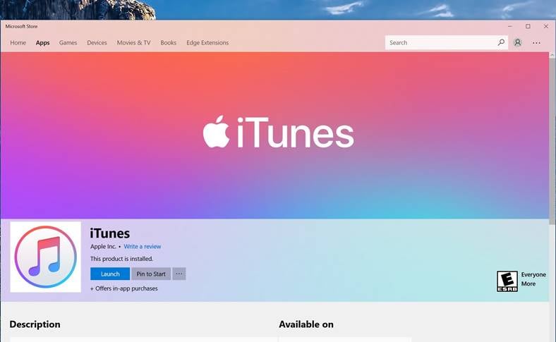 iTunes Windows Store