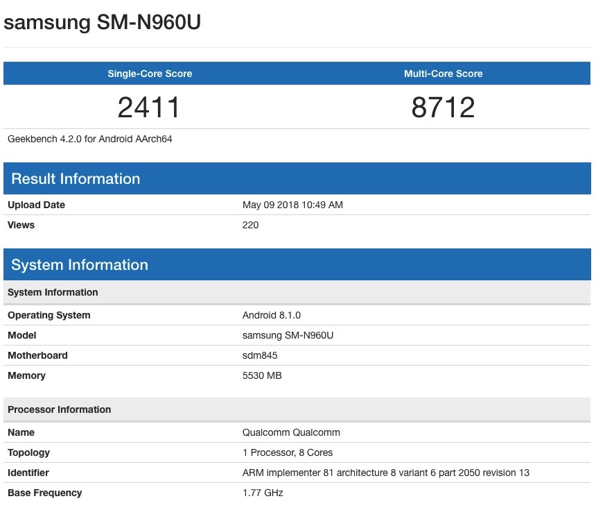 Specyfikacje konstrukcyjne Samsunga Galaxy Note 9 NOWOŚĆ 2