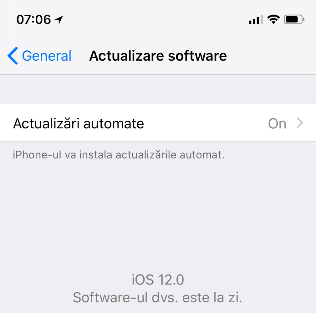 Aggiornamenti automatici del software iOS 12